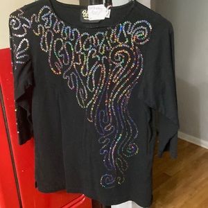 Bob Mackie Sequin Pull Over Cotton Cardigan. Preowned in like new condition.